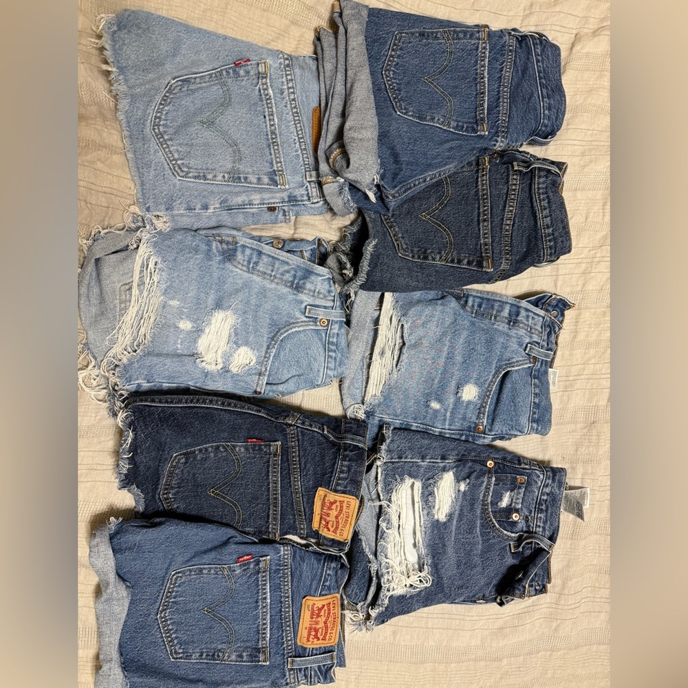 Levi's Distressed Blue Denim Shorts Collection